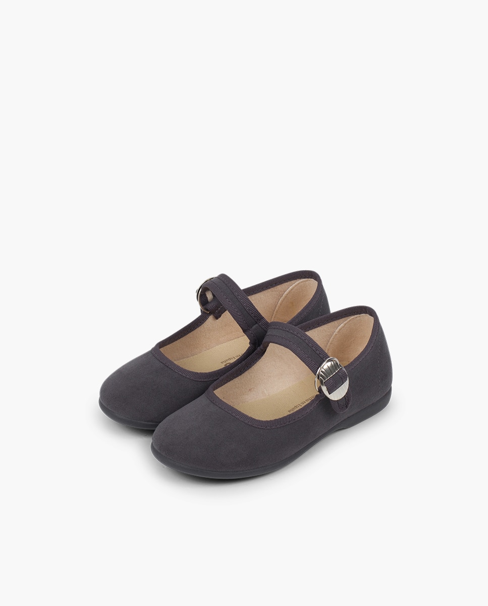 Merceditas Infantil Bamara com Fivela Japonesa Cinzento-escuro-3