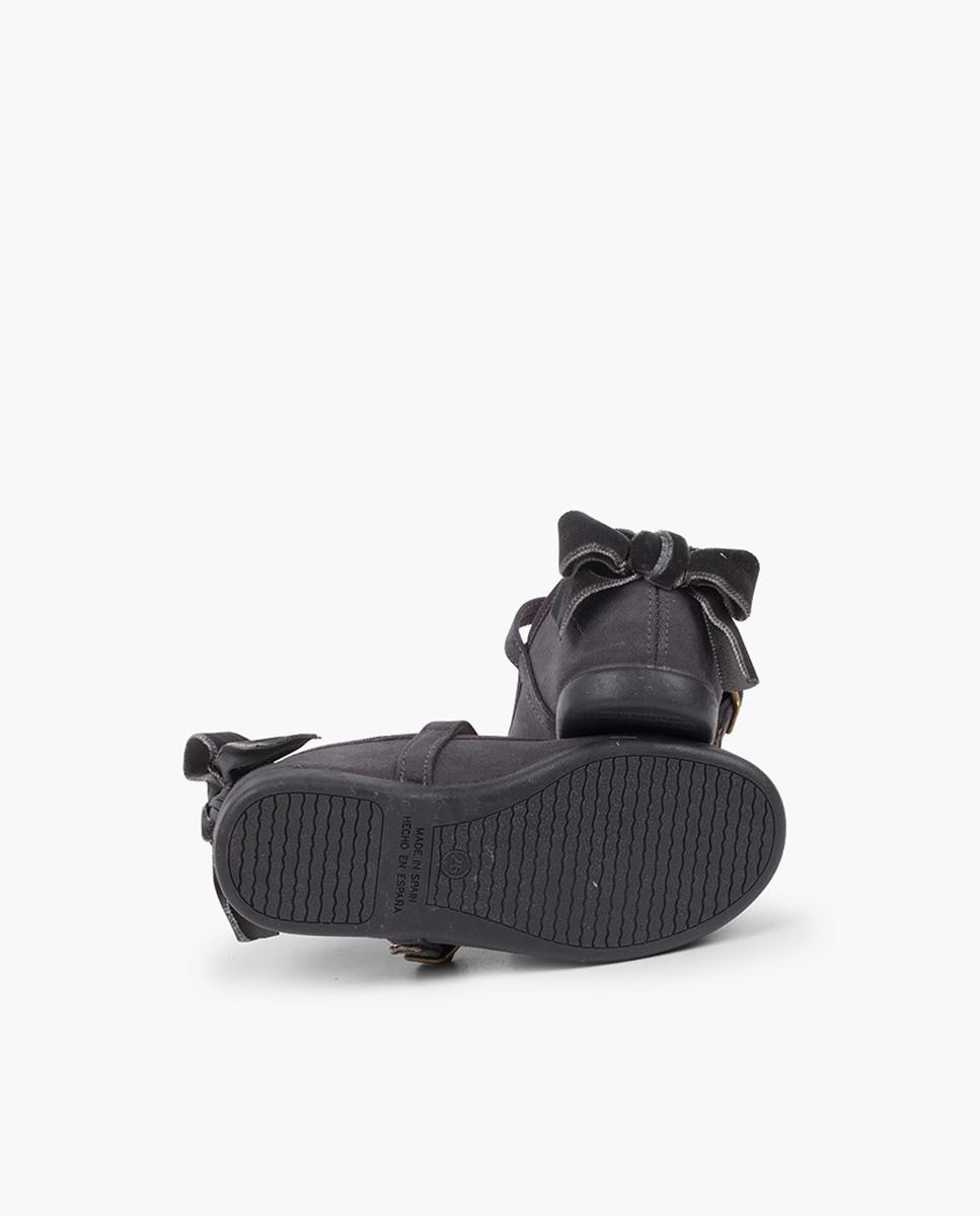 Merceditas Infantil de Veludo com Fivela Cinzento-escuro-3