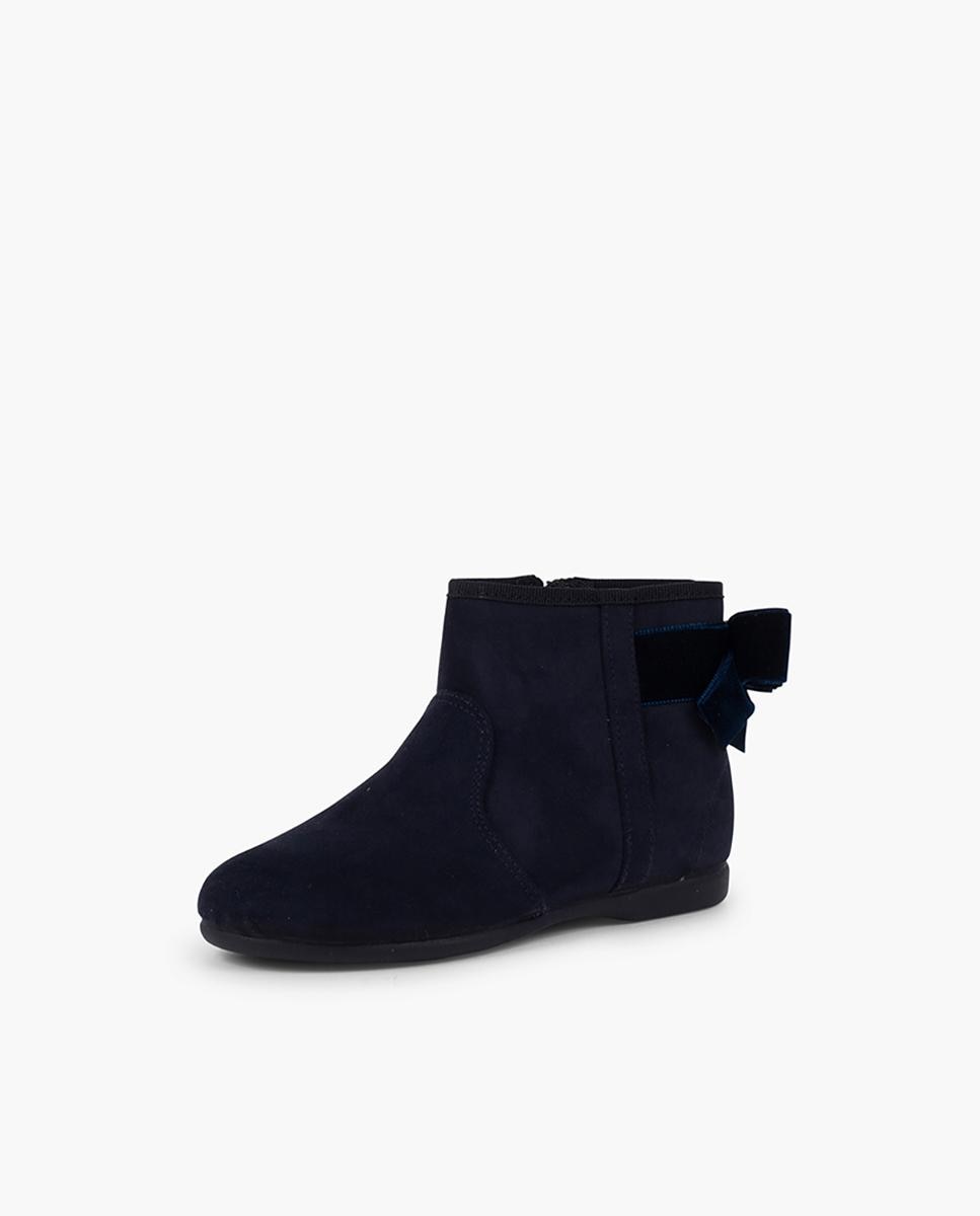 Botas Infantil com Laço Veludo e Fecho Zip Azul-marinho-2