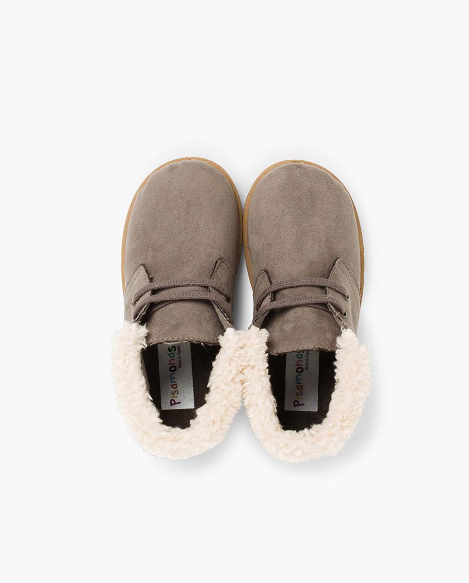 Botas para Bebé com Pelo de Ovelha Taupe-5