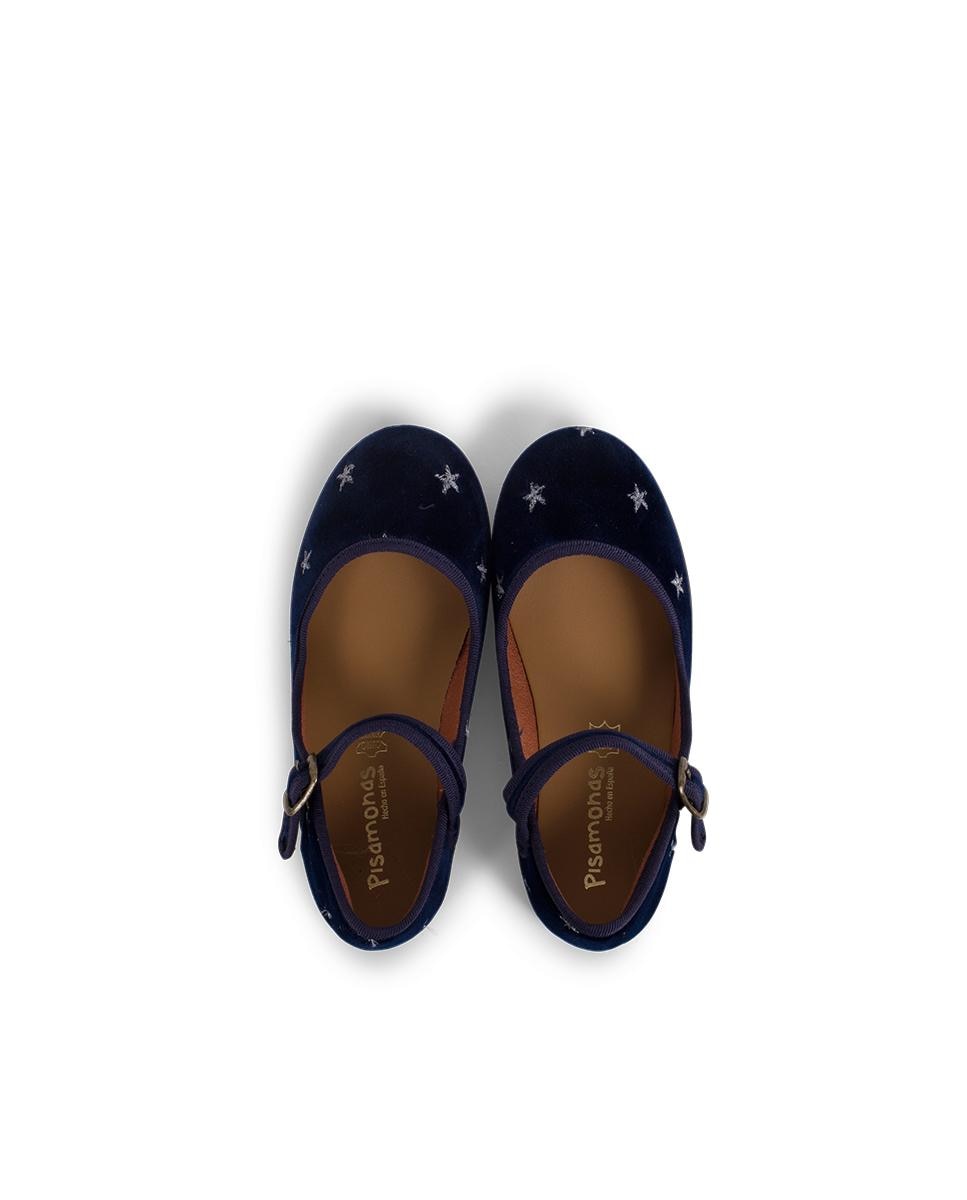 Merceditas Decotadas de Veludo com Estrelas Azul-marinho-4