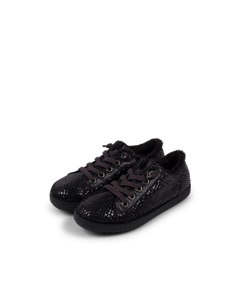 Sapatilhas de Lona Infantil Animal Print de Serpente com Forro Pisamonas Preto-3