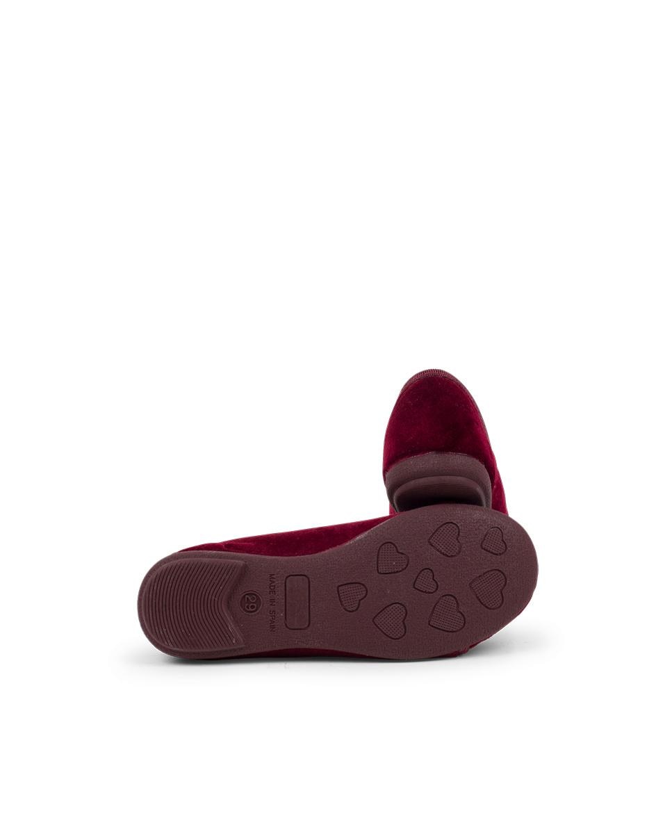 Sapatos de Cordões Infantil de Veludo Tipo Salto Bordeaux-2