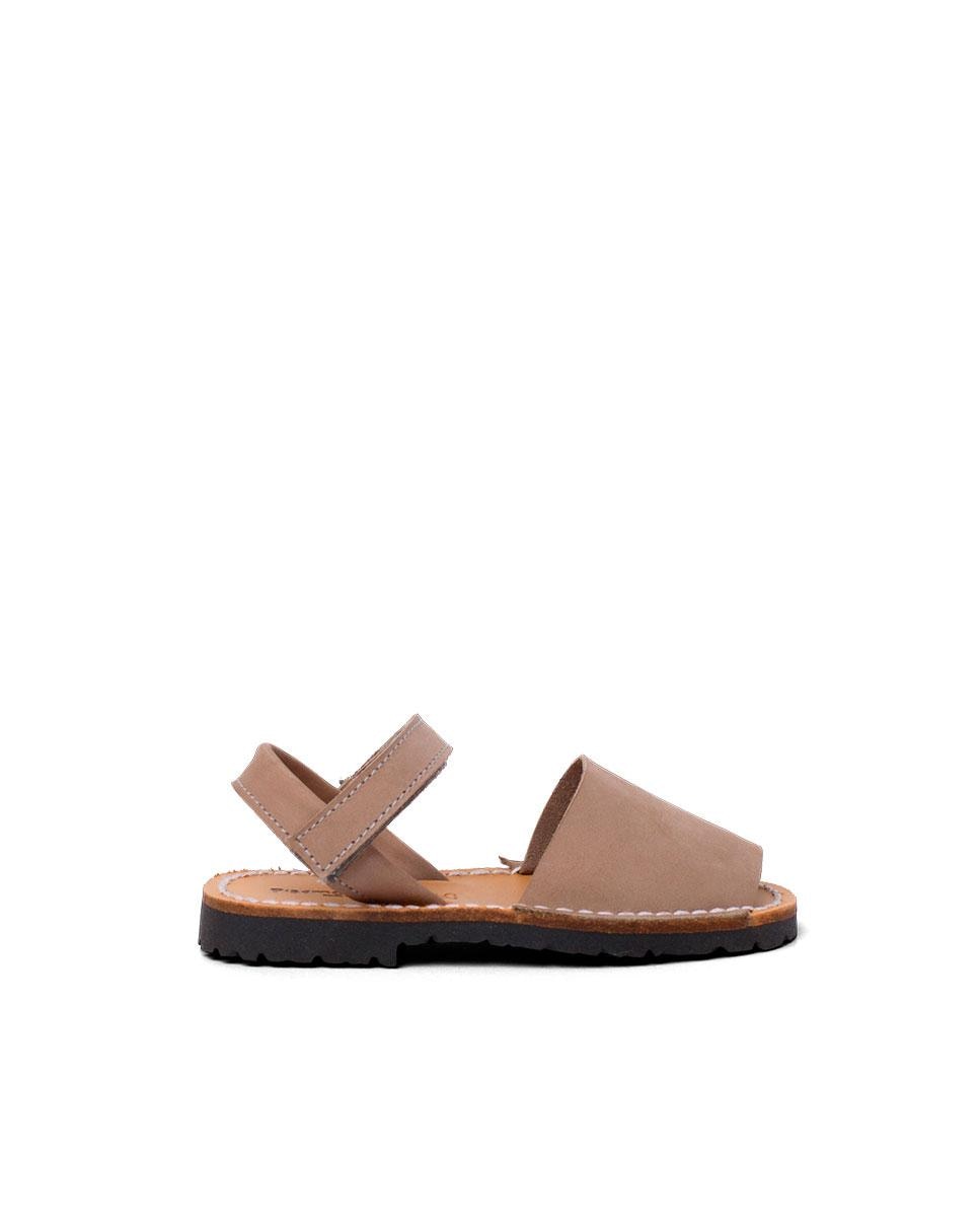 Menorquinas de Criança Avarcas Nobuck com Velcro Pisamonas Taupe-1