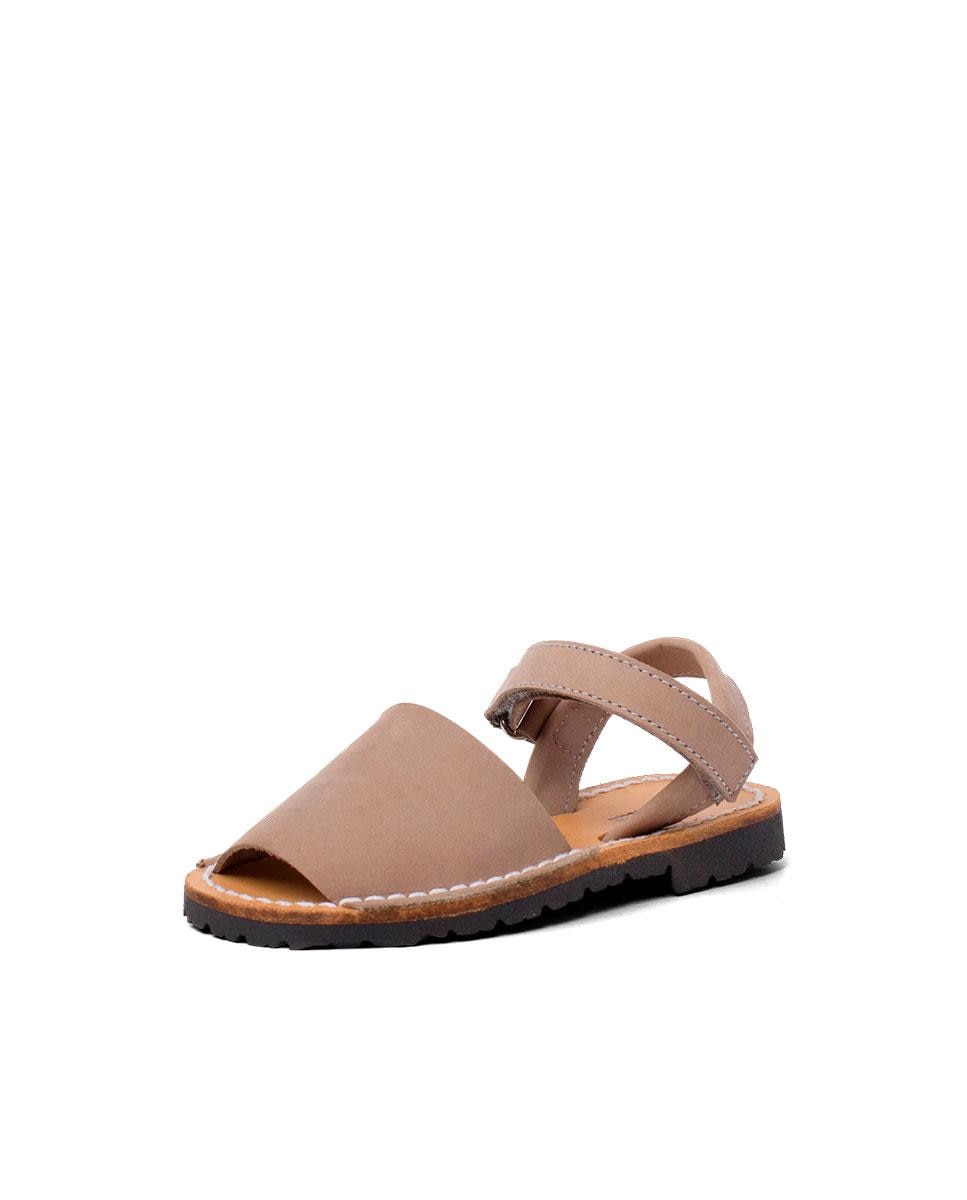 Menorquinas de Criança Avarcas Nobuck com Velcro Pisamonas Taupe-2