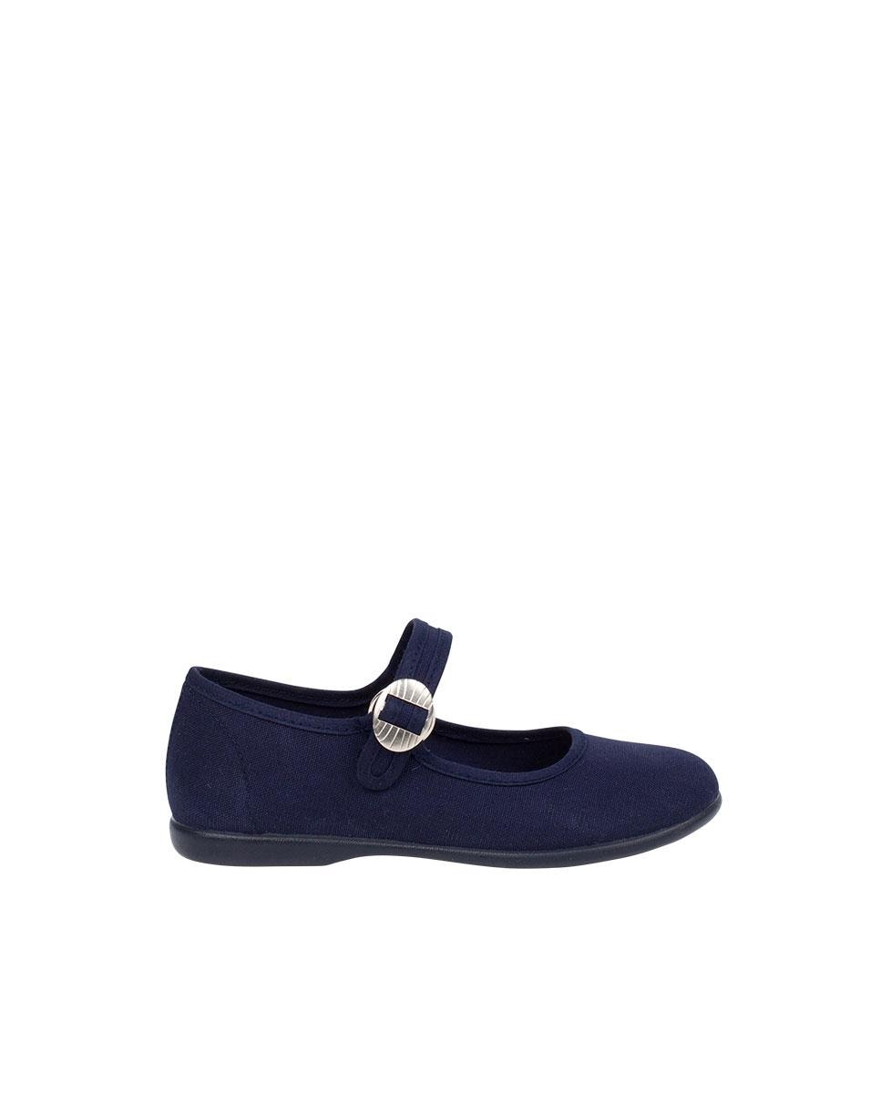 Merceditas infantis em lona com fivela japonesa Azul-marinho-1