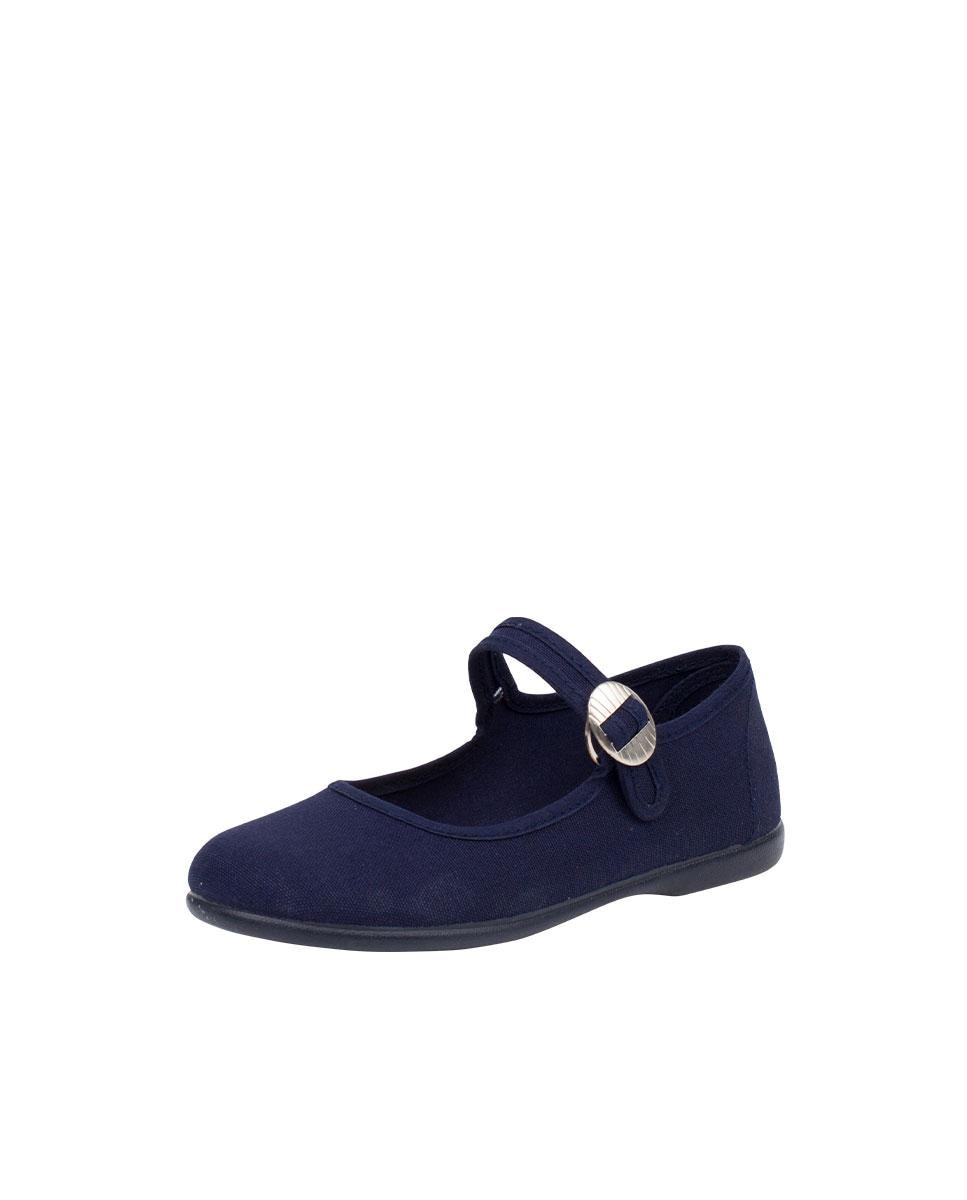 Merceditas infantis em lona com fivela japonesa Azul-marinho-2
