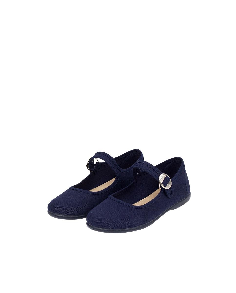 Merceditas infantis em lona com fivela japonesa Azul-marinho-4