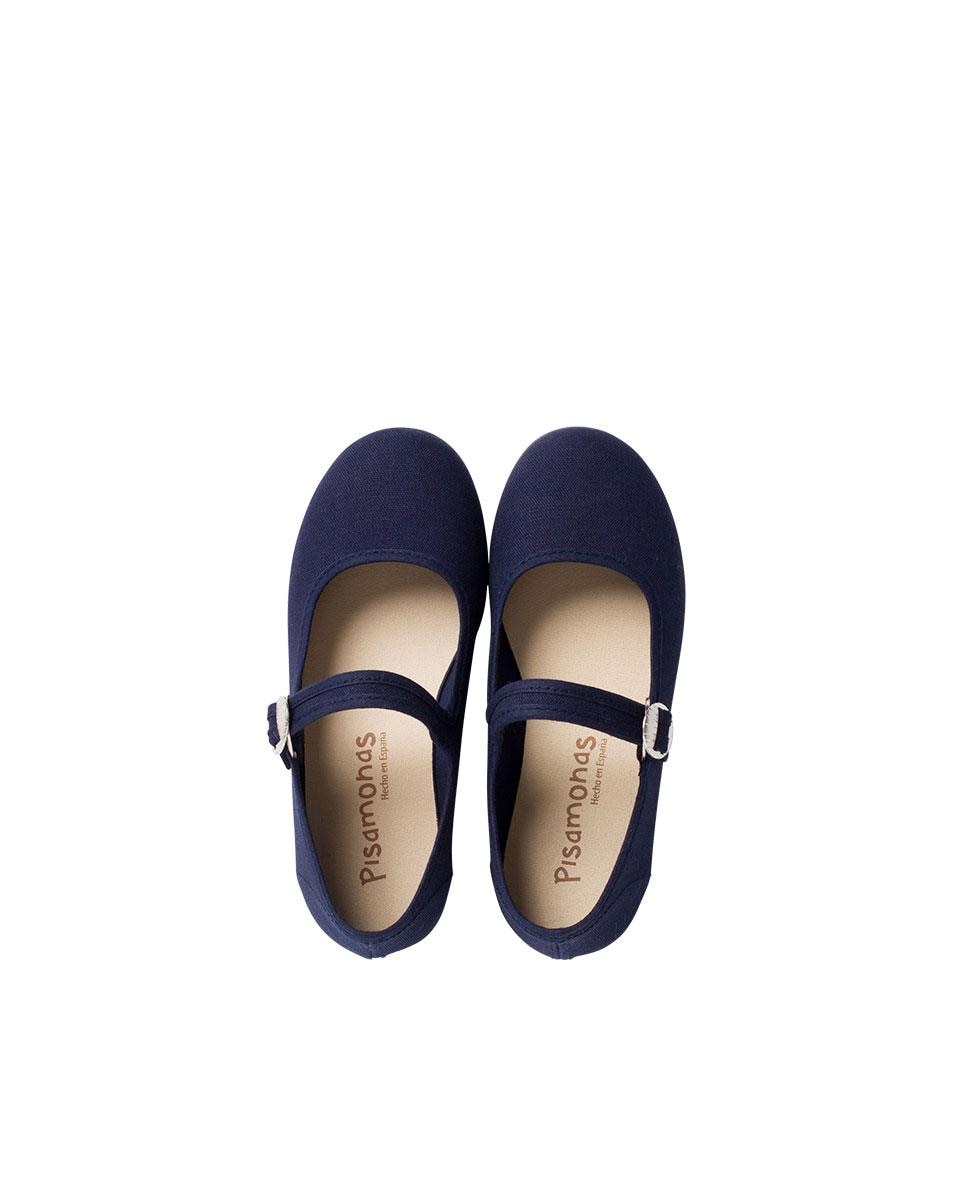 Merceditas infantis em lona com fivela japonesa Azul-marinho-5