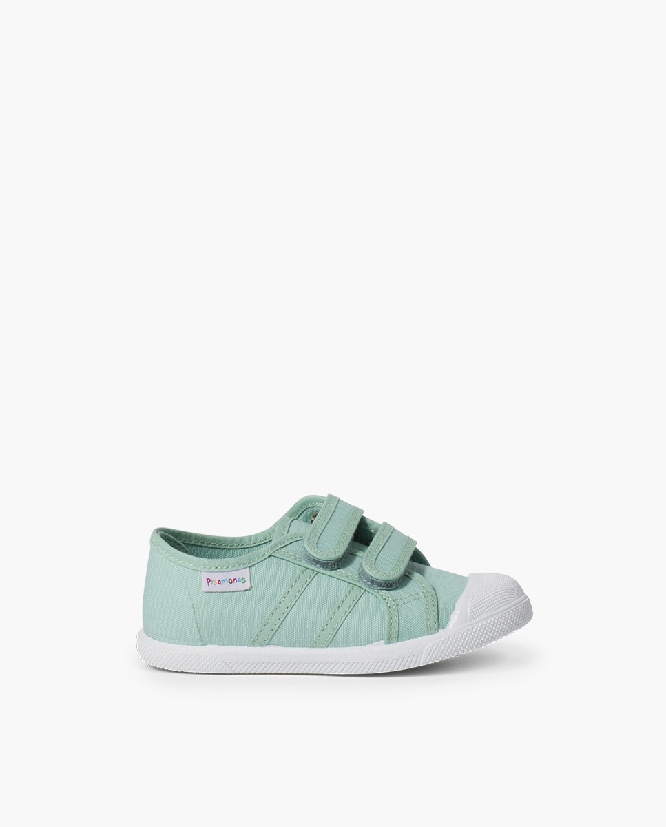 Sapatilhas de Lona Infantil com Velcro Verde-claro-1