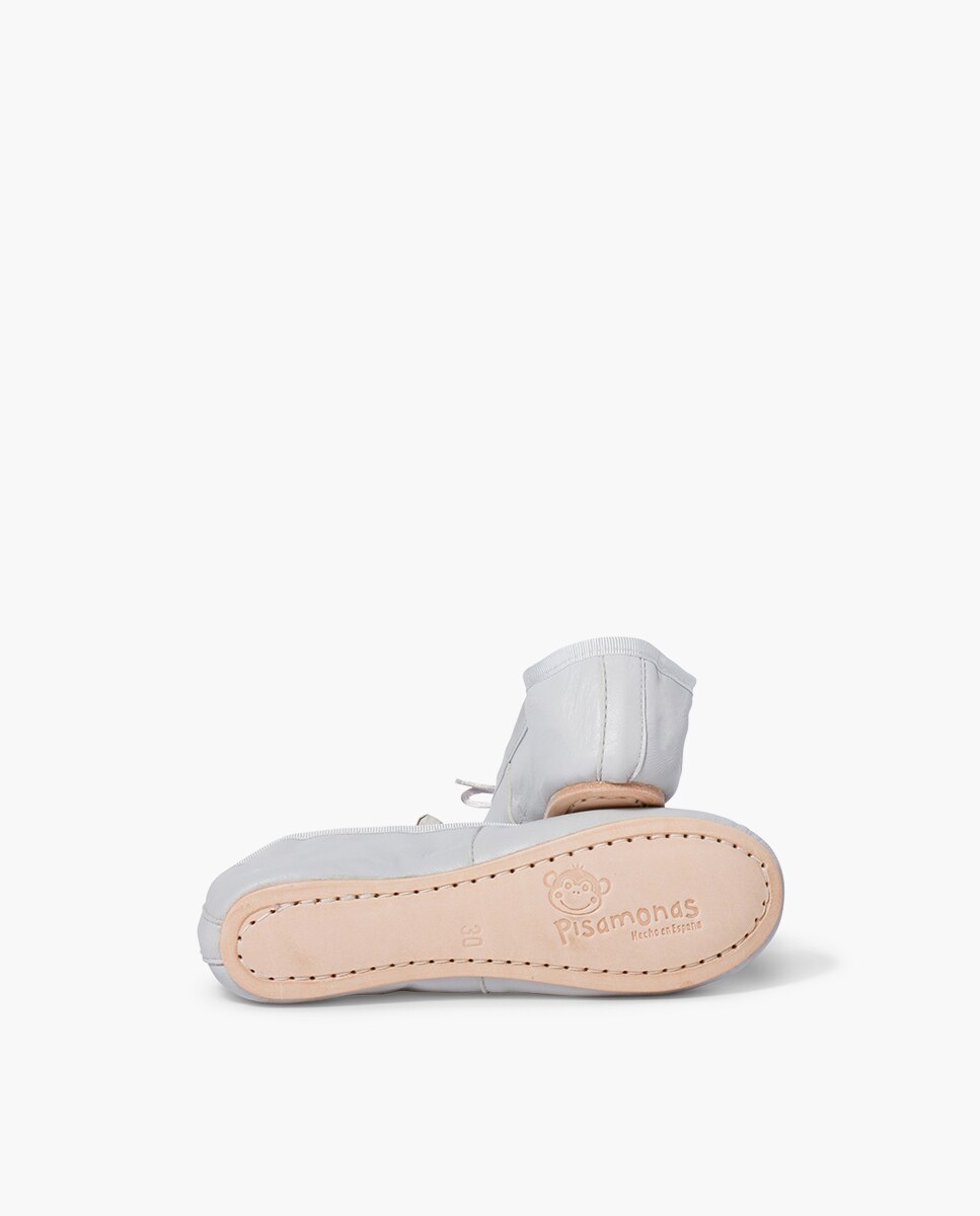 Sabrinas Infantil em Pele e Sola Couro Cinzento-claro-2