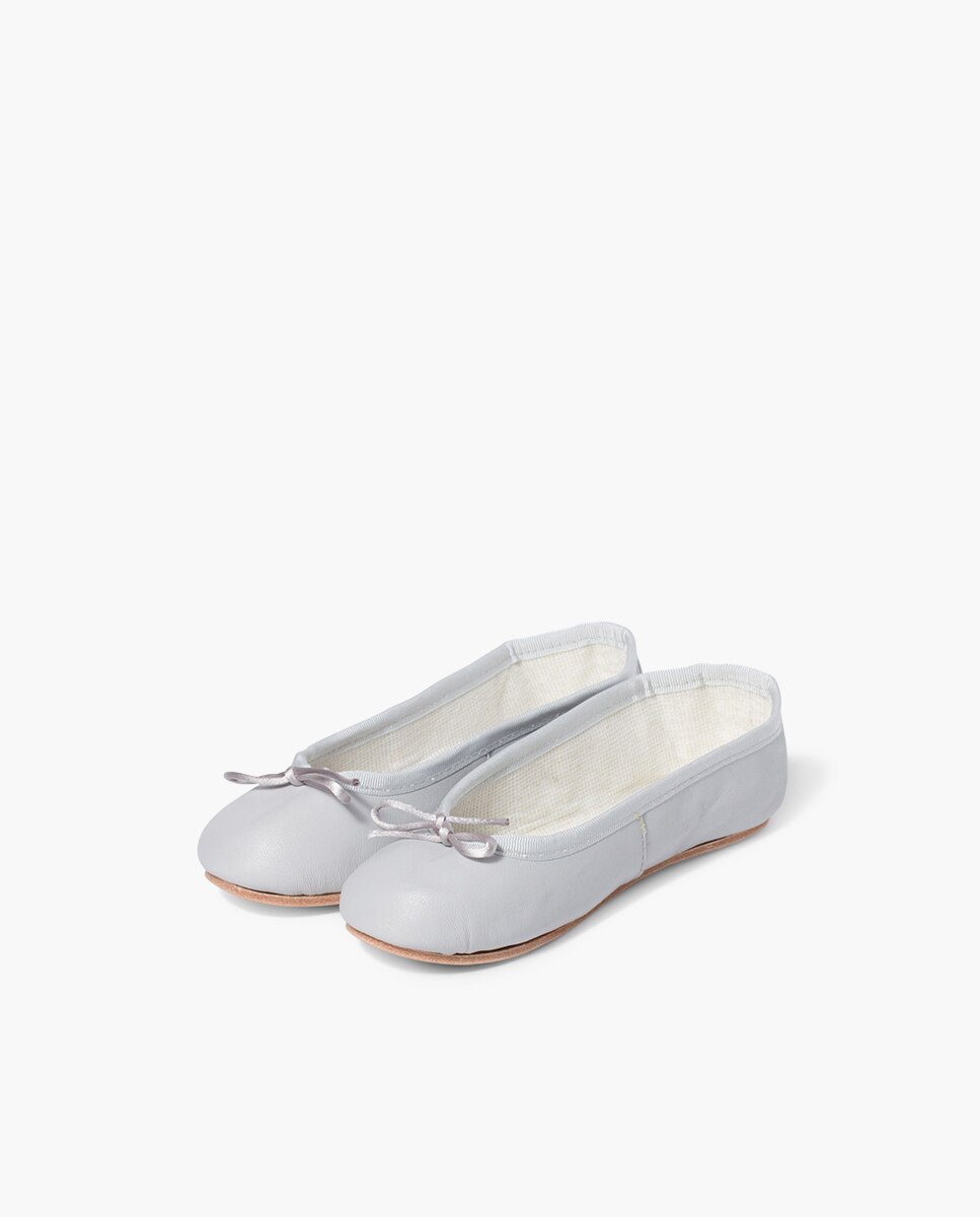 Sabrinas Infantil em Pele e Sola Couro Cinzento-claro-3