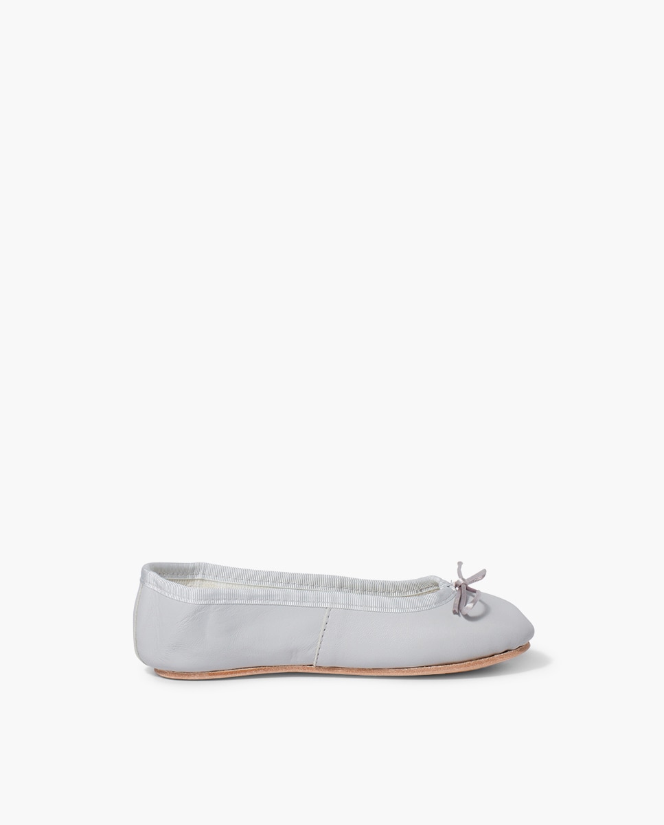 Sabrinas Infantil em Pele e Sola Couro Cinzento-claro-1