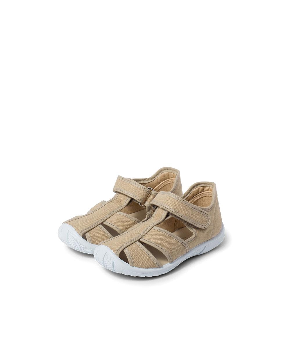 Sandálias para Bebé com Velcro e Biqueira Bege-4
