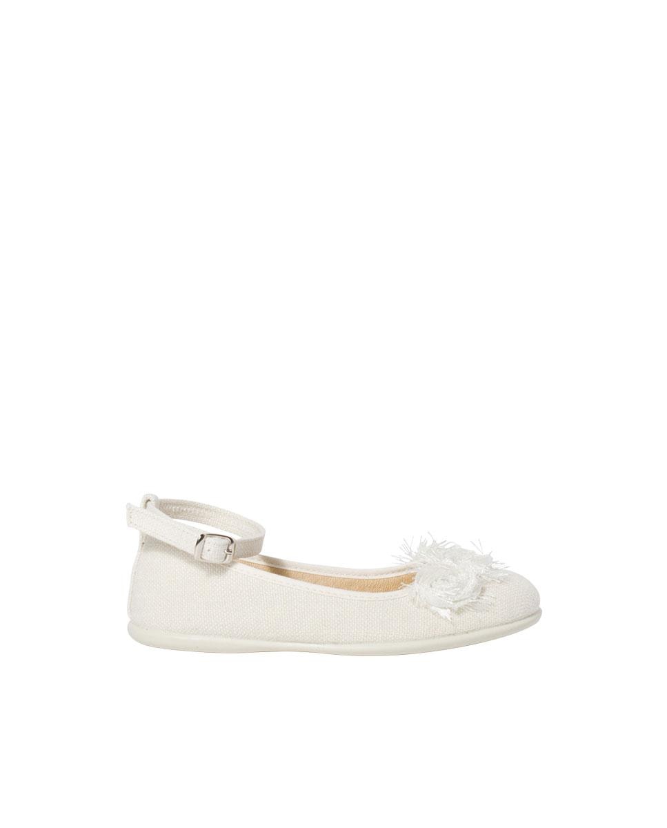 Sabrinas Infantil de Linho com Pulseira e Flor Pisamonas Bege-1