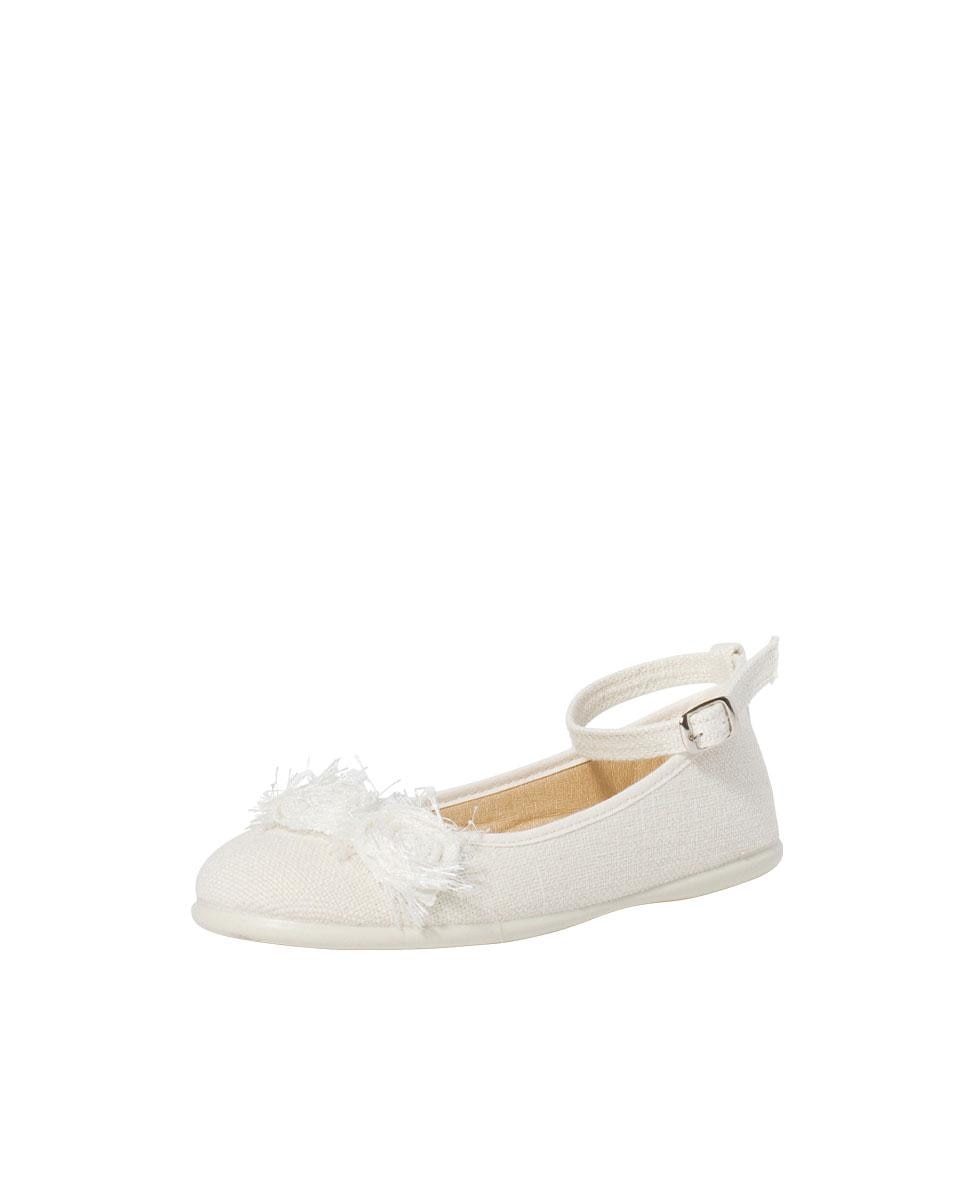 Sabrinas Infantil de Linho com Pulseira e Flor Pisamonas Bege-2