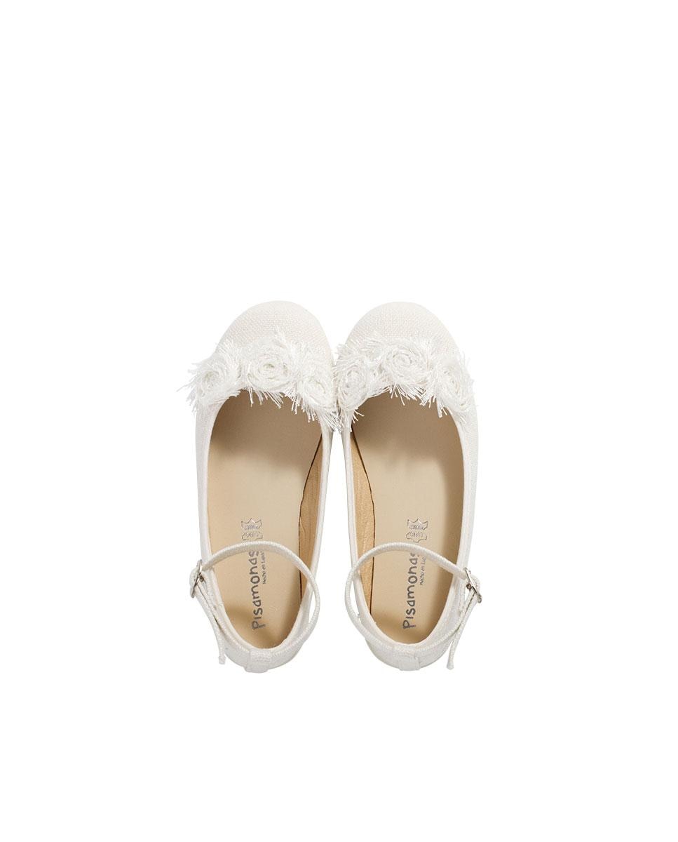 Sabrinas Infantil de Linho com Pulseira e Flor Bege-5