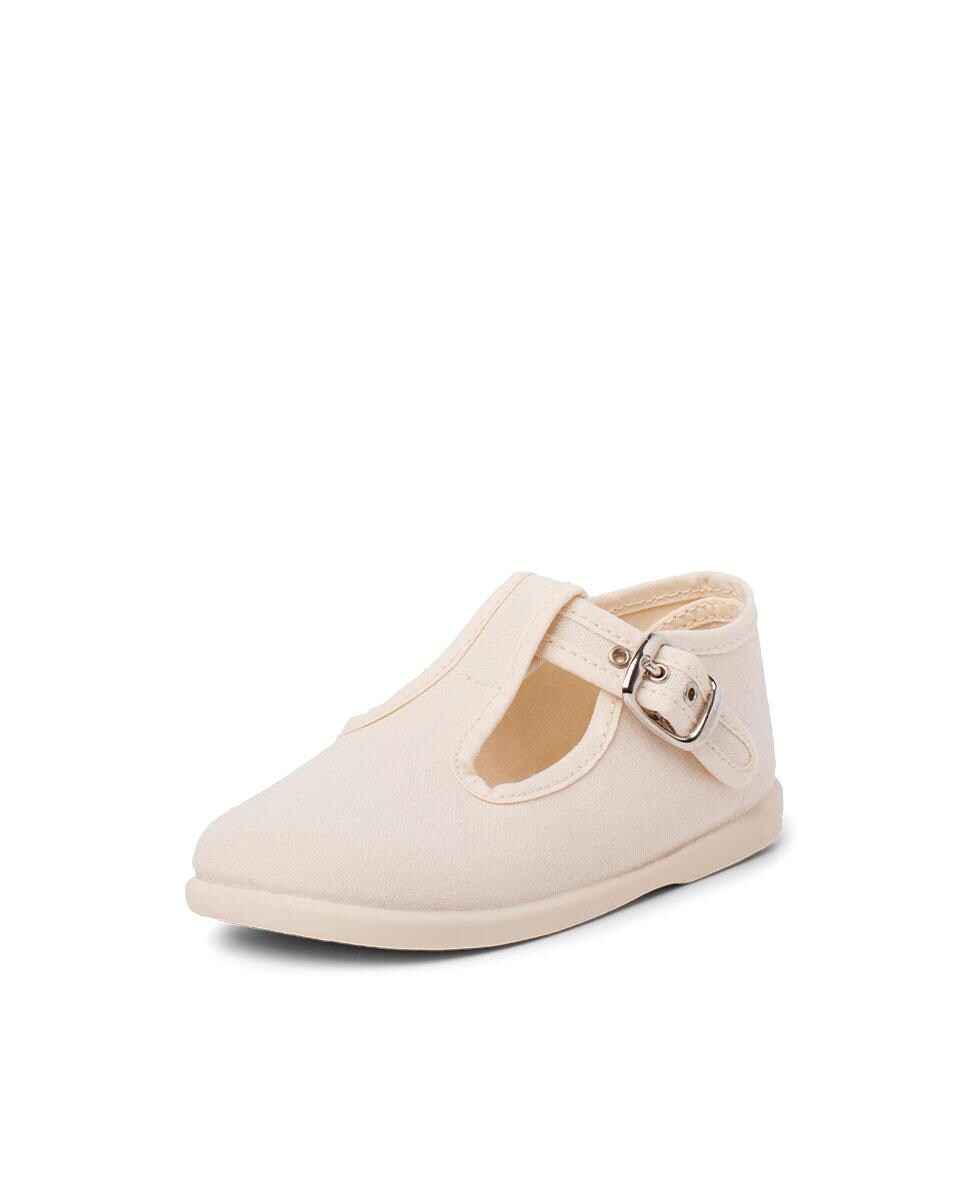 Sapatos para Bebé em Tecido com Fivela Cru-2