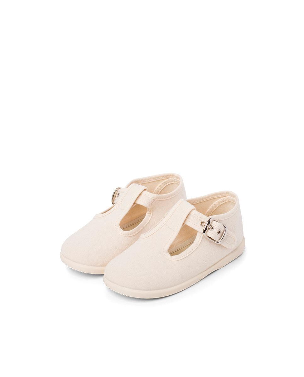 Sapatos para Bebé em Tecido com Fivela Cru-4