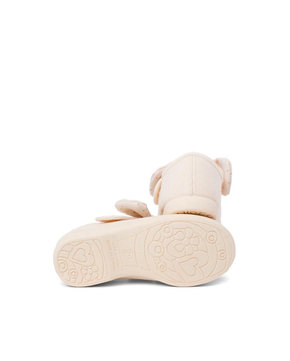 Merceditas de Bebé de Lona com Velcro Pisamonas Bege-3