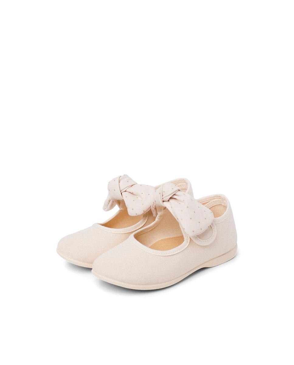 Merceditas de Bebé de Lona com Velcro Pisamonas Bege-4