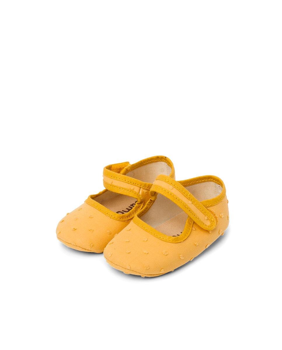 Merceditas para Bebé em Tecido com Velcro Mostarda-4