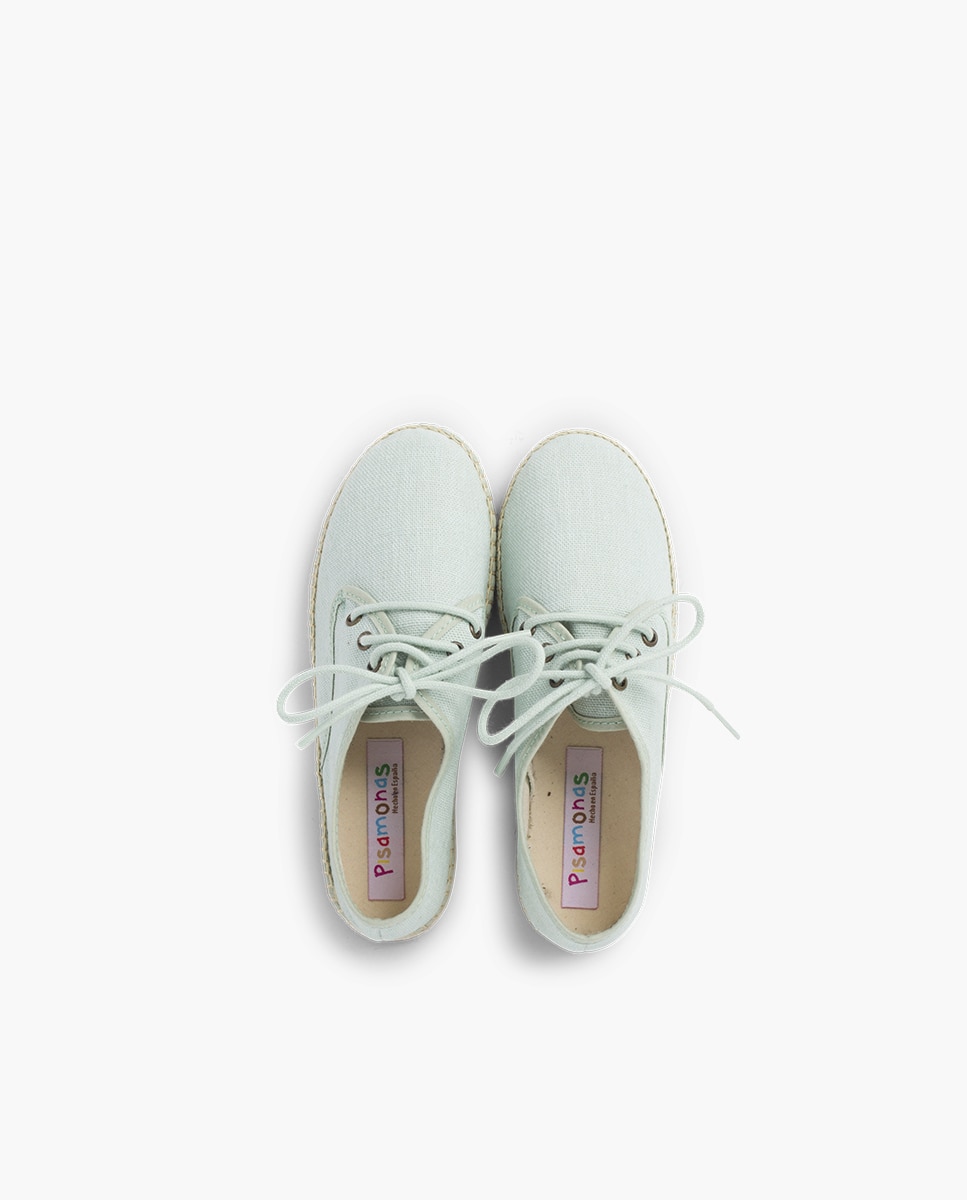 Sapatos com Atacadores Infantil com Sola de Alpercata Água-marinha-4
