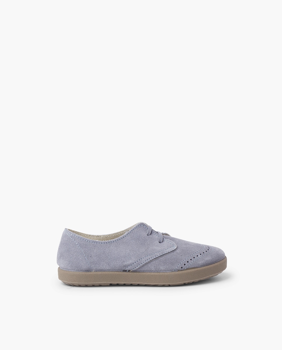 Imagem 0 de Sapatos estilo inglês de bebé menino em camurça picotada em azul