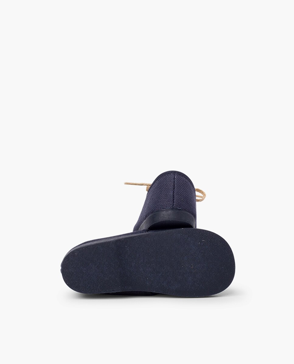 Sapatos de Cordões e Bluchers para Bebé de Lona com Fecho de Cordões Rústicos Pisamonas Azul-marinho-2