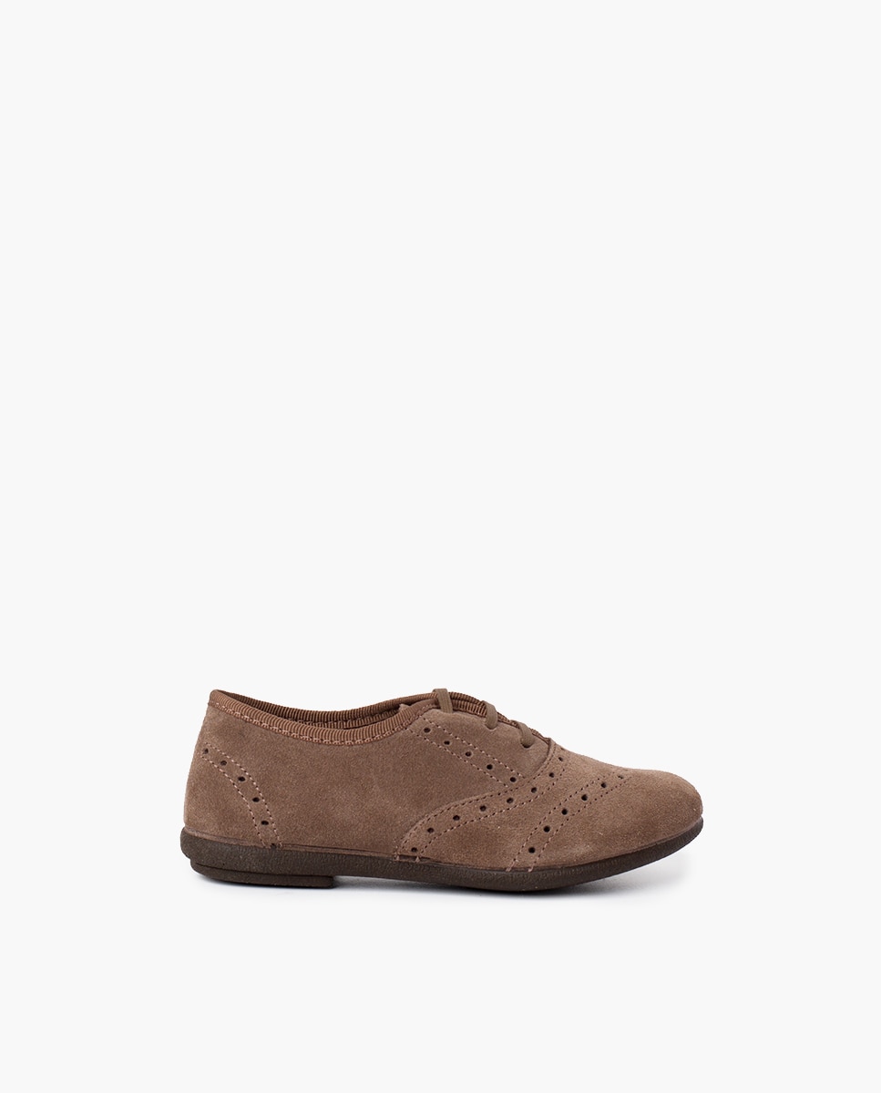 Bluchers de menina de camurça em taupe Taupe-1