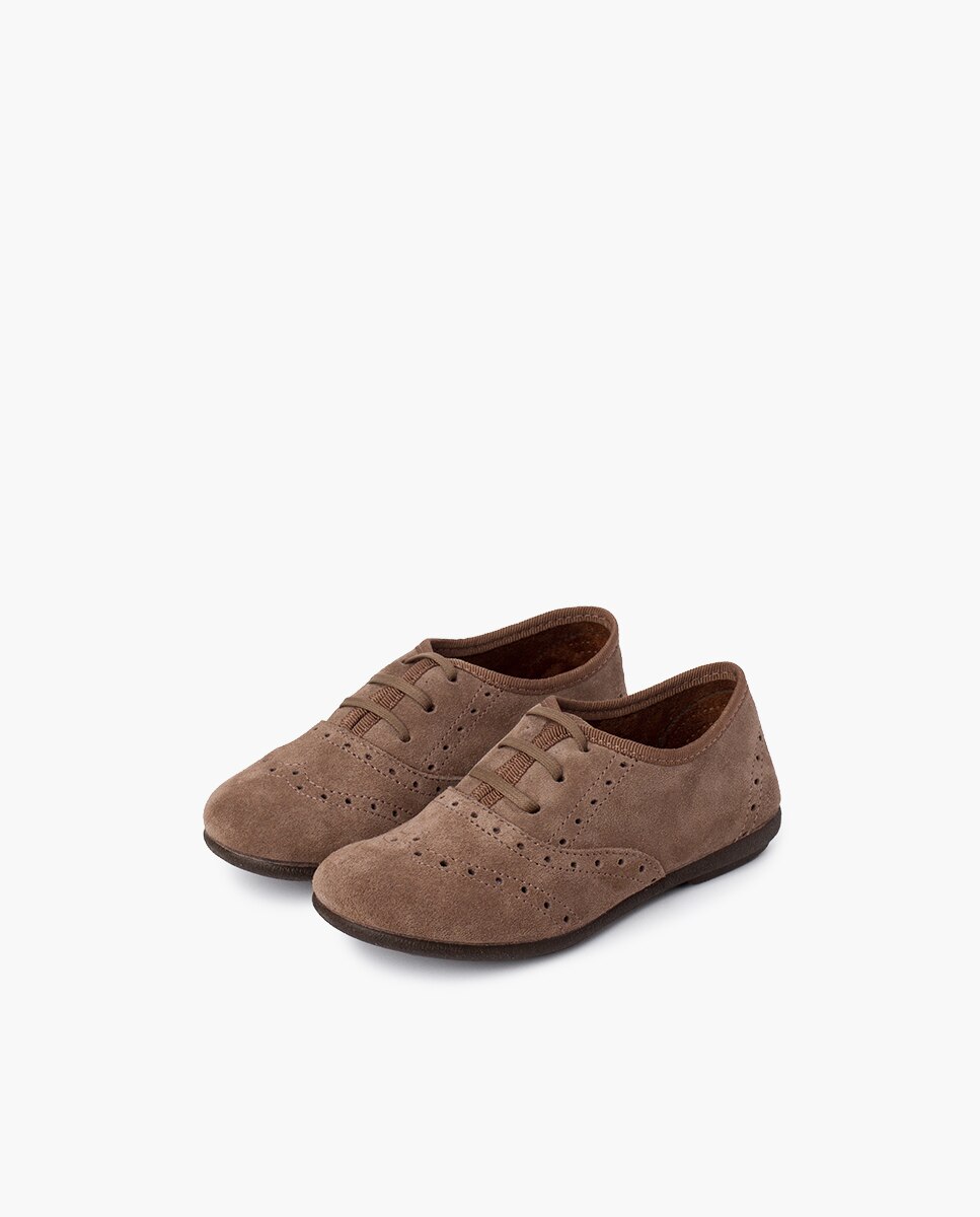 Bluchers de menina de camurça em taupe Taupe-3