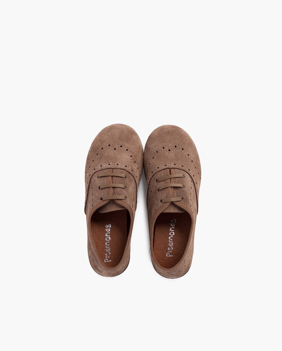 Bluchers de menina de camurça em taupe Taupe-4