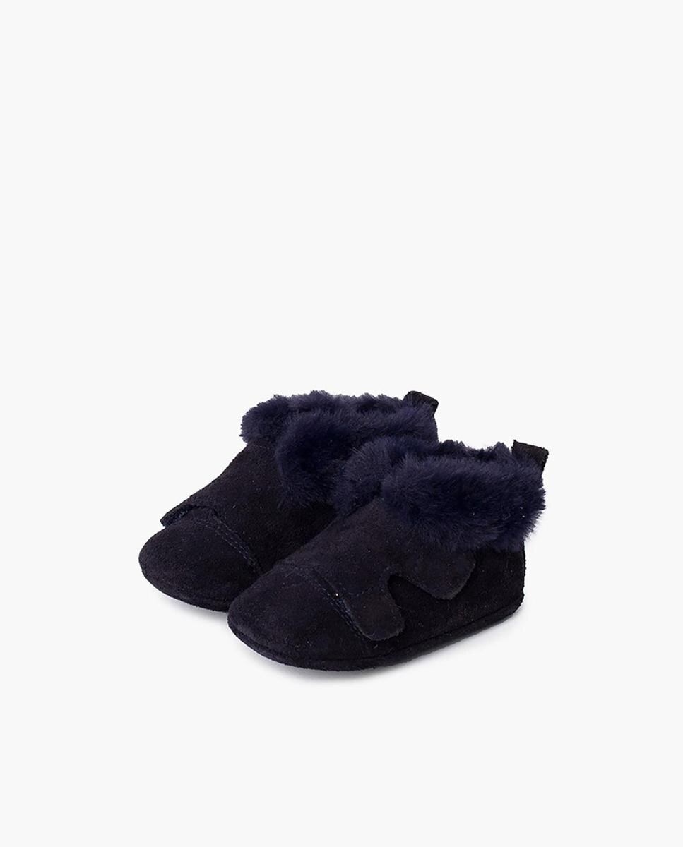 Botas para Bebé de Pele Camurça com Velcro Pisamonas Azul-marinho-4