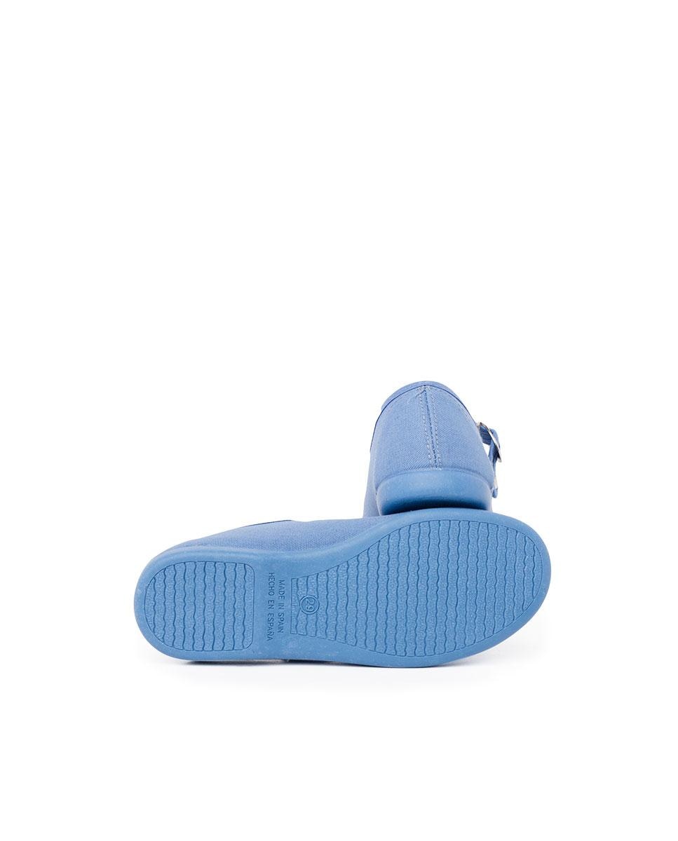 Merceditas de Lona com Fivela Japonesa Azul-claro-3