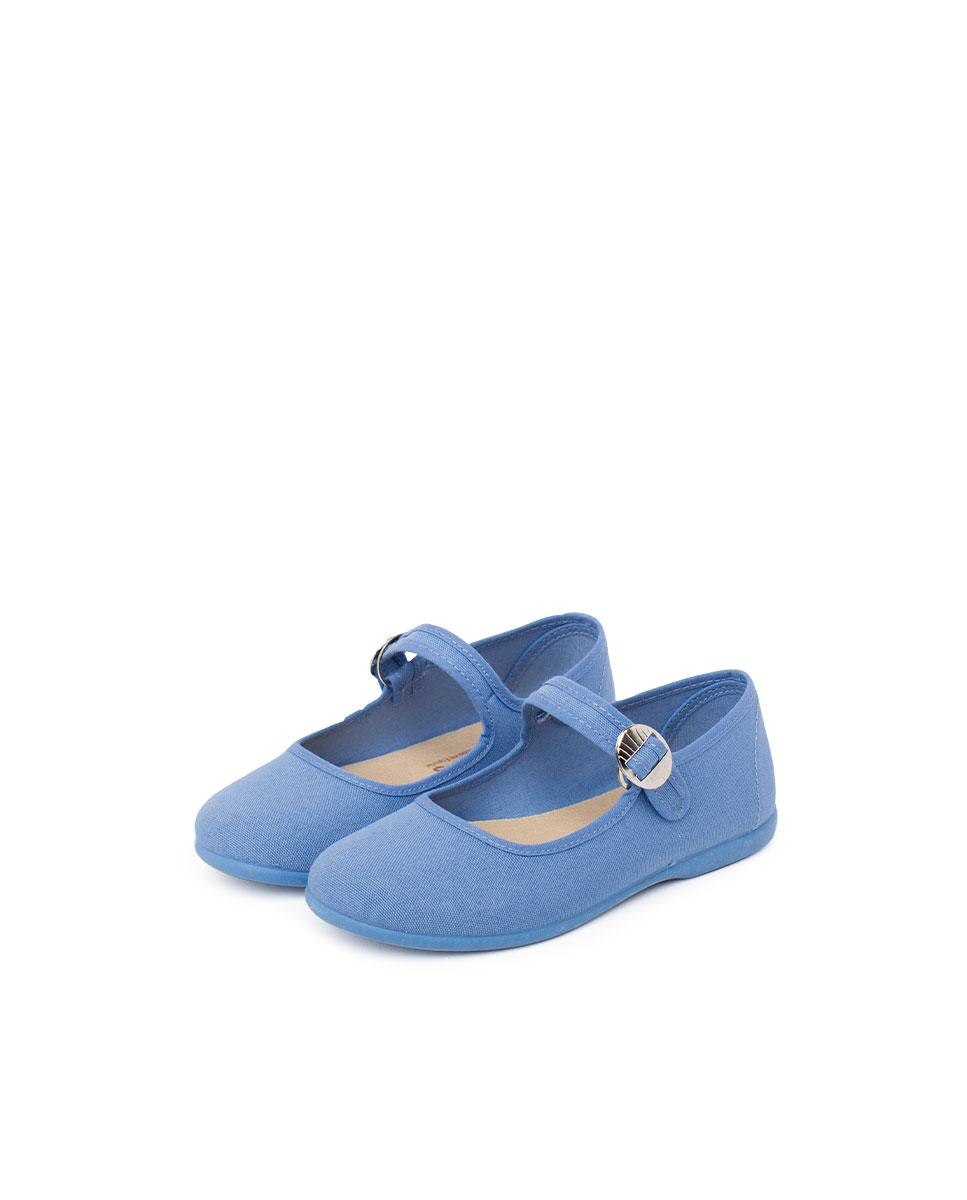 Merceditas de Lona com Fivela Japonesa Azul-claro-4