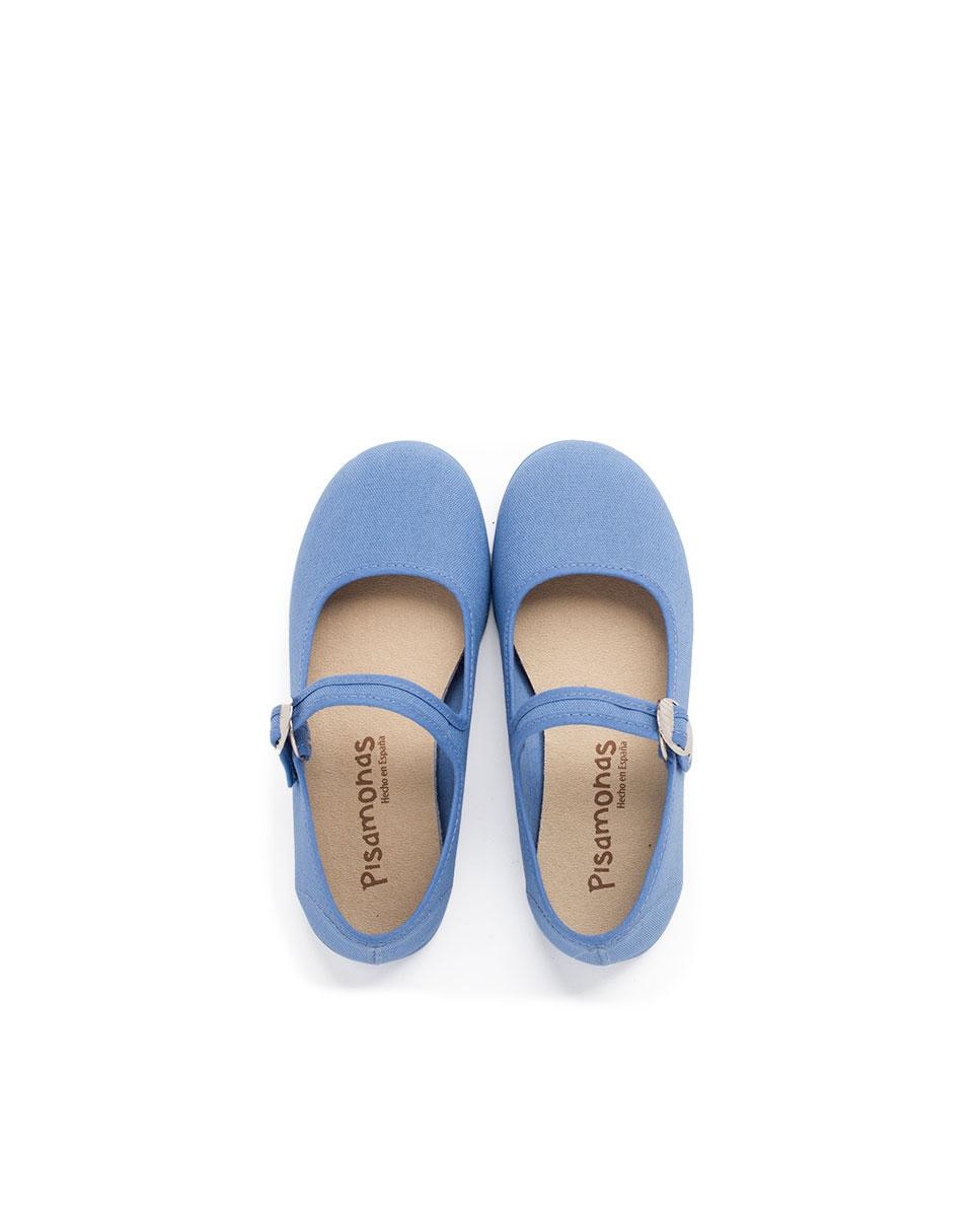 Merceditas de Lona com Fivela Japonesa Azul-claro-5