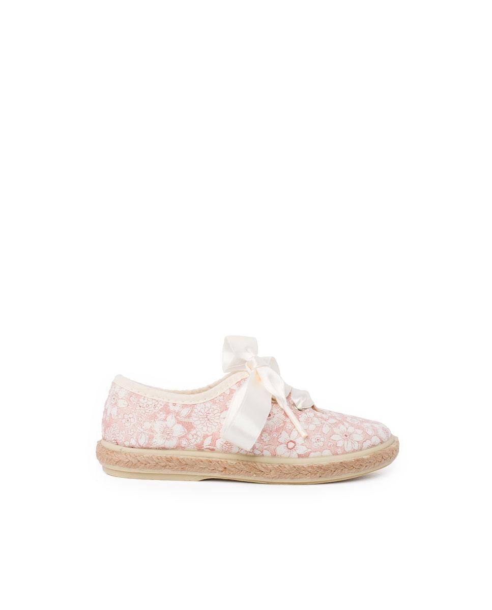 Sapatos de Cordões Infantil de Flores e Juta Pisamonas Bege-1