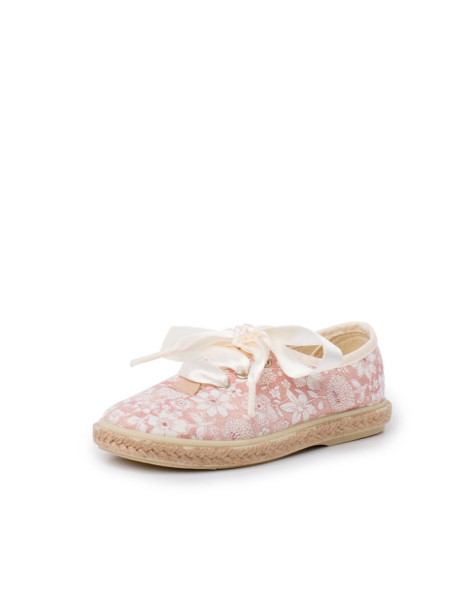 Sapatos de Cordões Infantil de Flores e Juta Pisamonas Bege-2