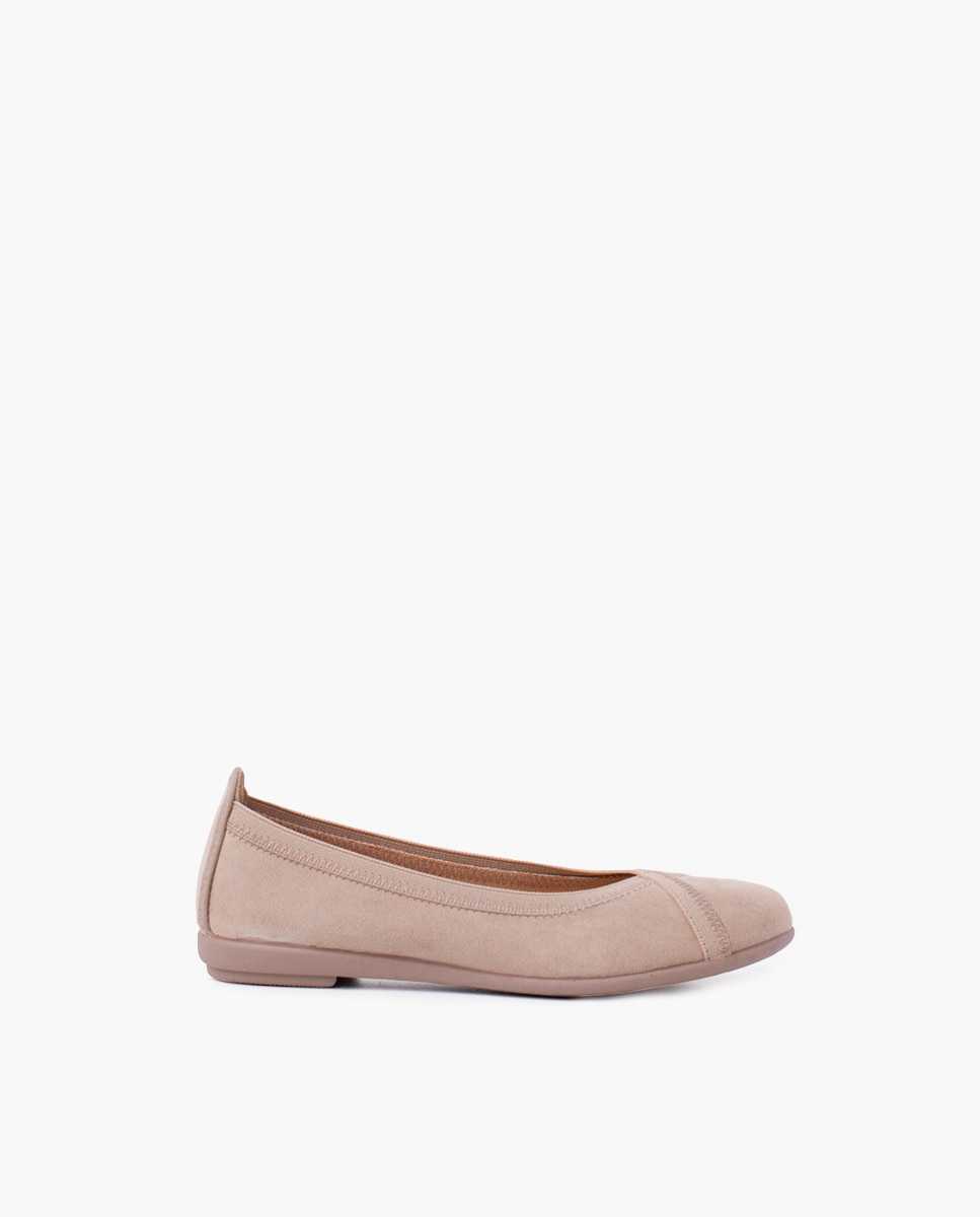 Bailarinas com Pesponteados e Elástico Cruzado Taupe-1