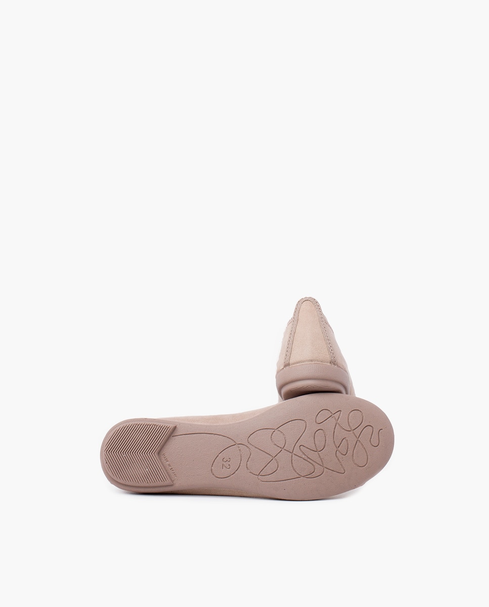 Bailarinas com Pesponteados e Elástico Cruzado Taupe-2