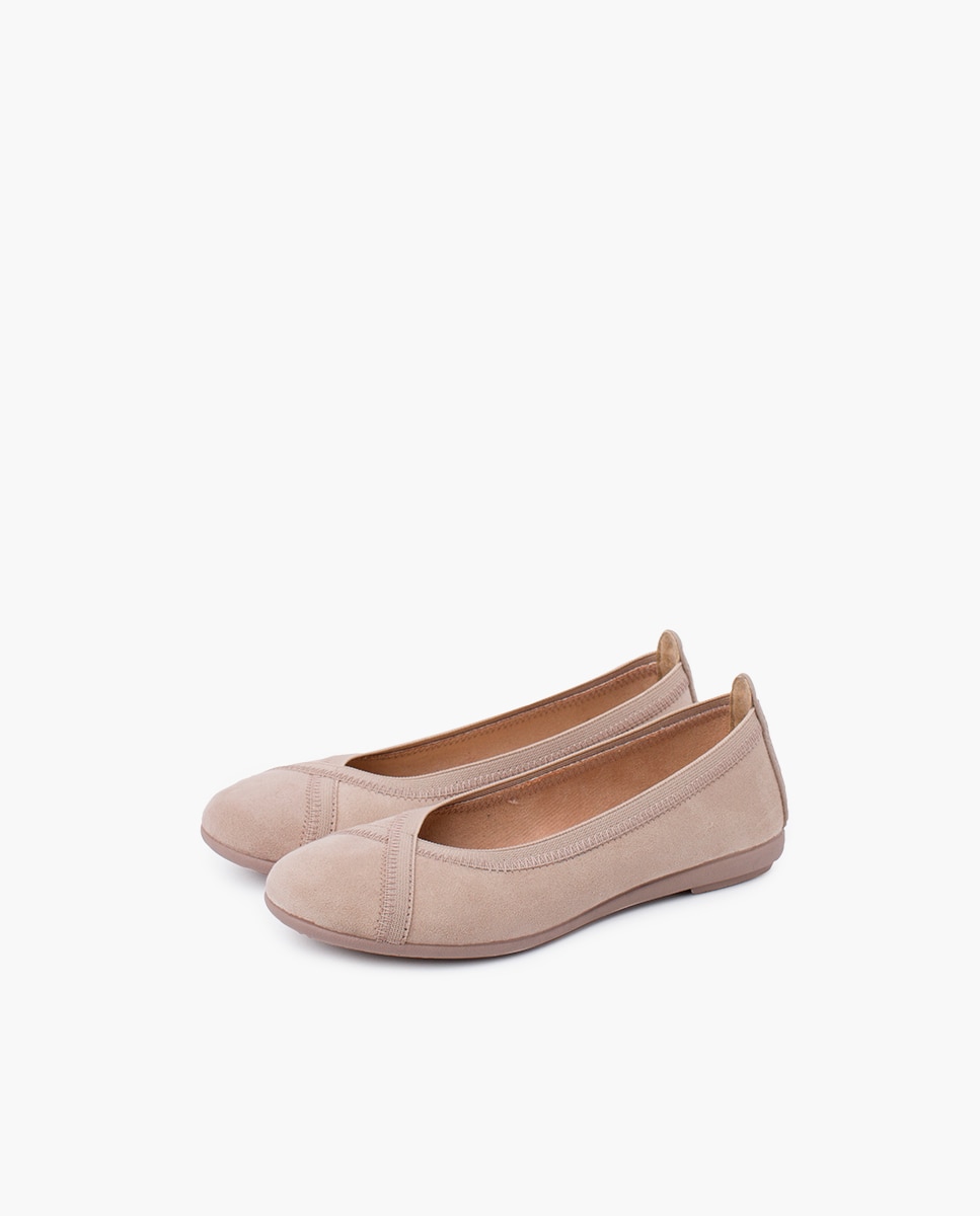 Bailarinas com Pesponteados e Elástico Cruzado Taupe-3