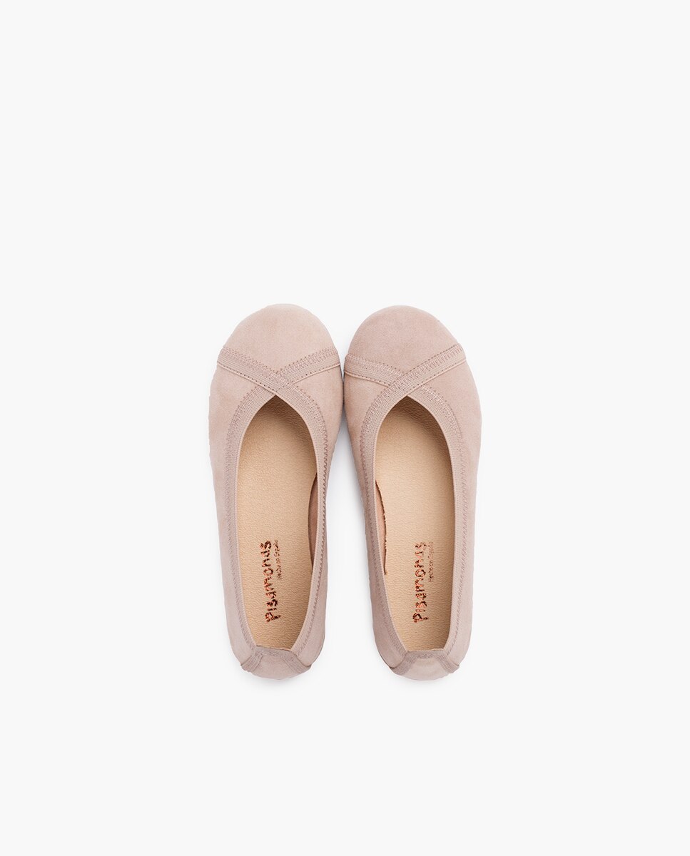 Bailarinas com Pesponteados e Elástico Cruzado Taupe-4