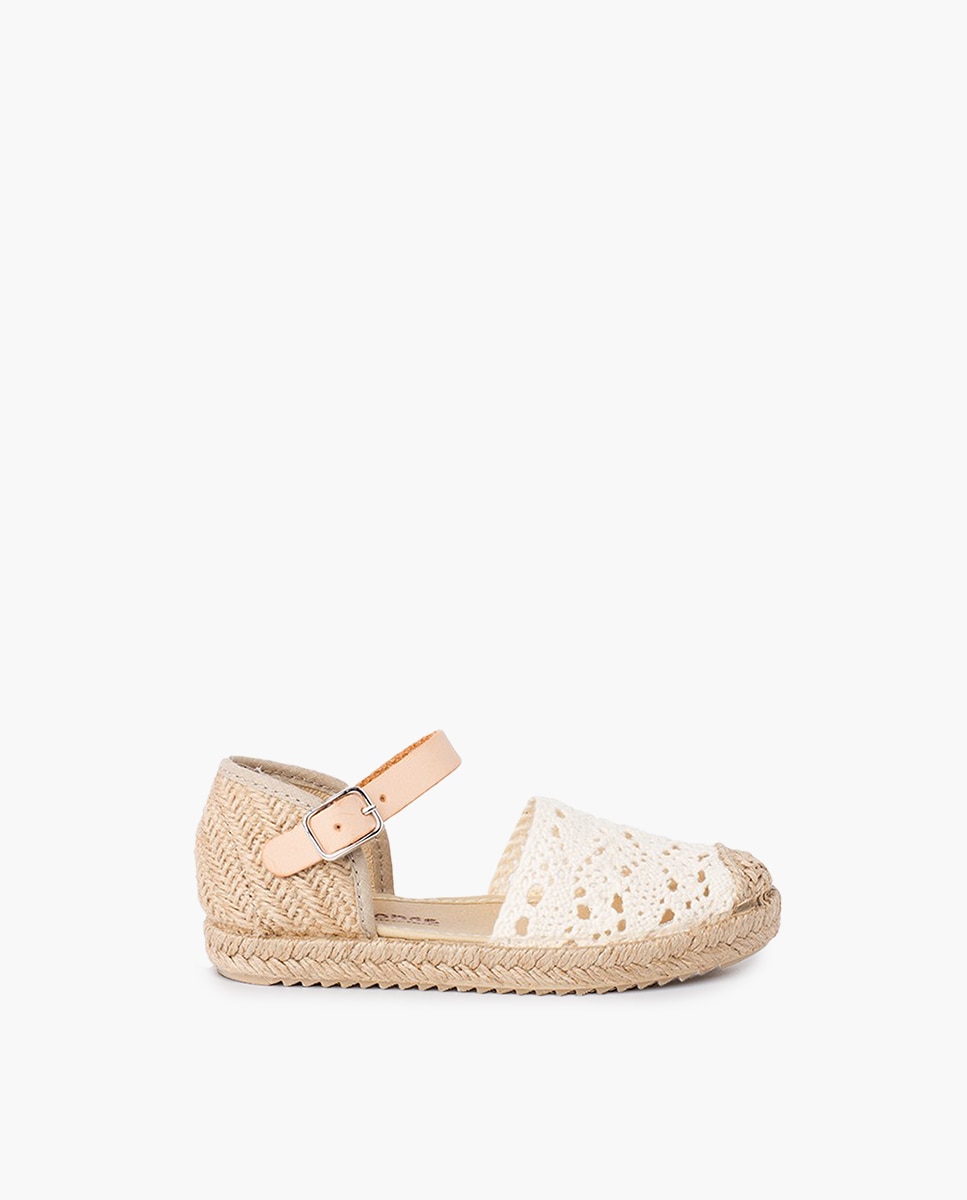 Alpercatas Infantil de Macramé com Fivela Pisamonas Cru-1