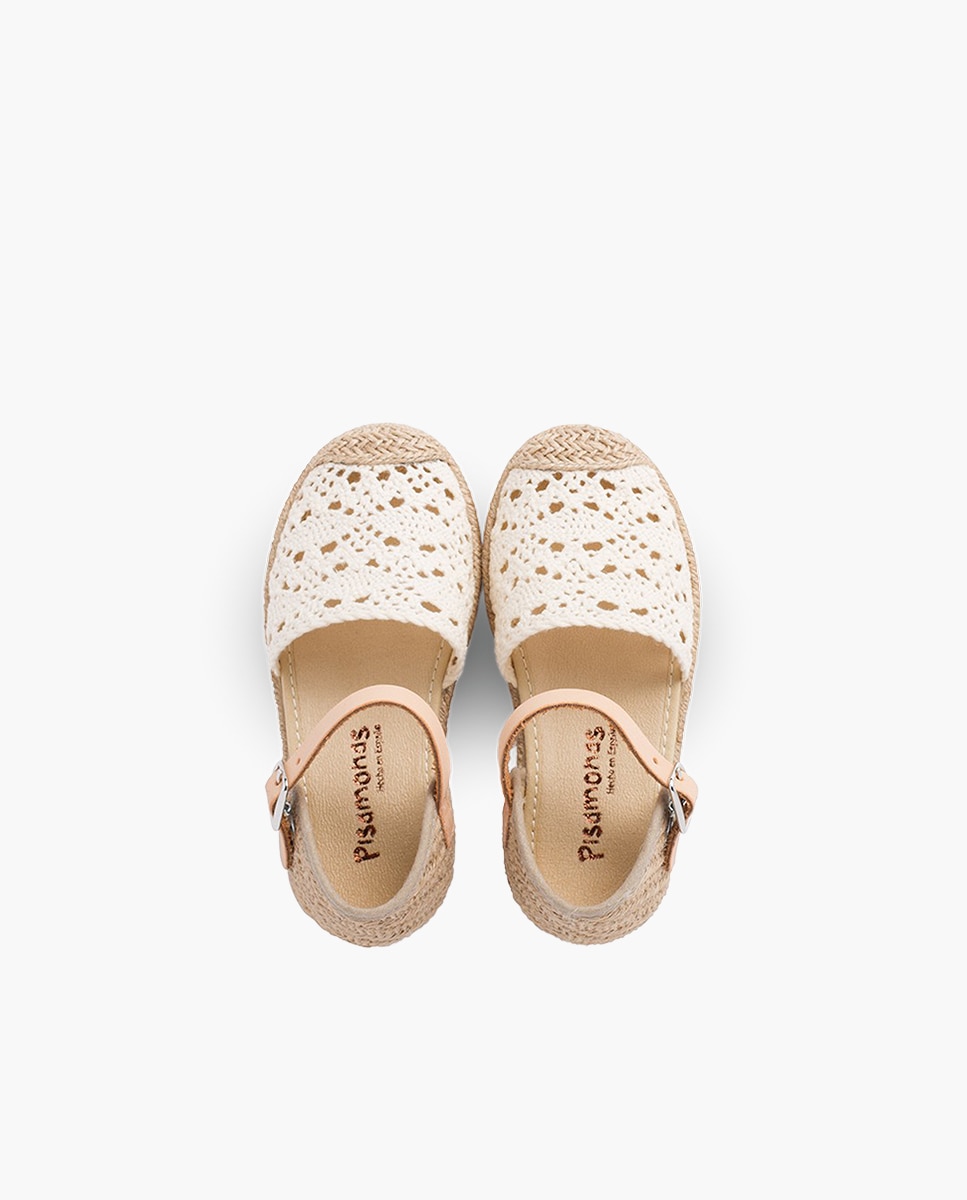 Alpercatas Infantil de Macramé com Fivela Pisamonas Cru-4