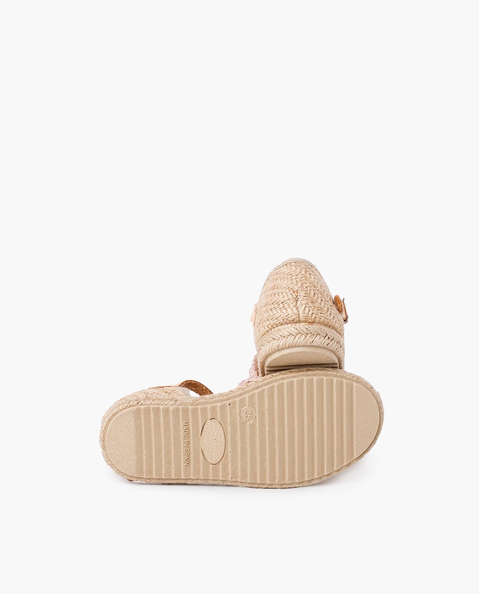 Alpercatas Infantil de Macramé com Fivela Rosa-2