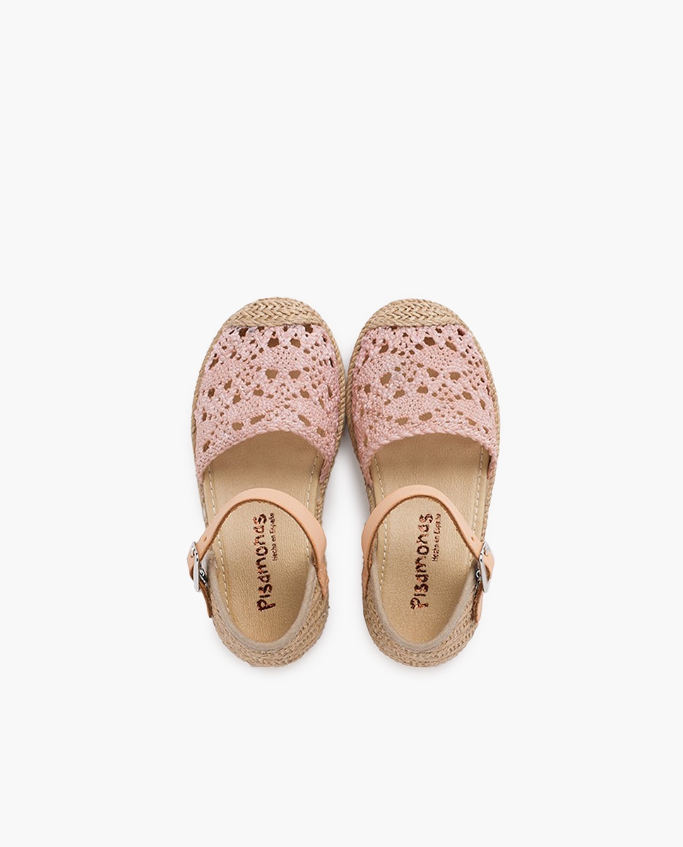 Alpercatas Infantil de Macramé com Fivela Rosa-4
