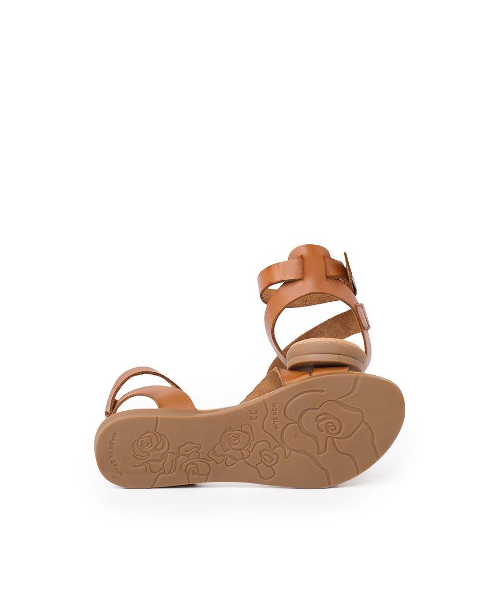 Sandálias Abertas Infantil de Pele com Fivela Camel-3