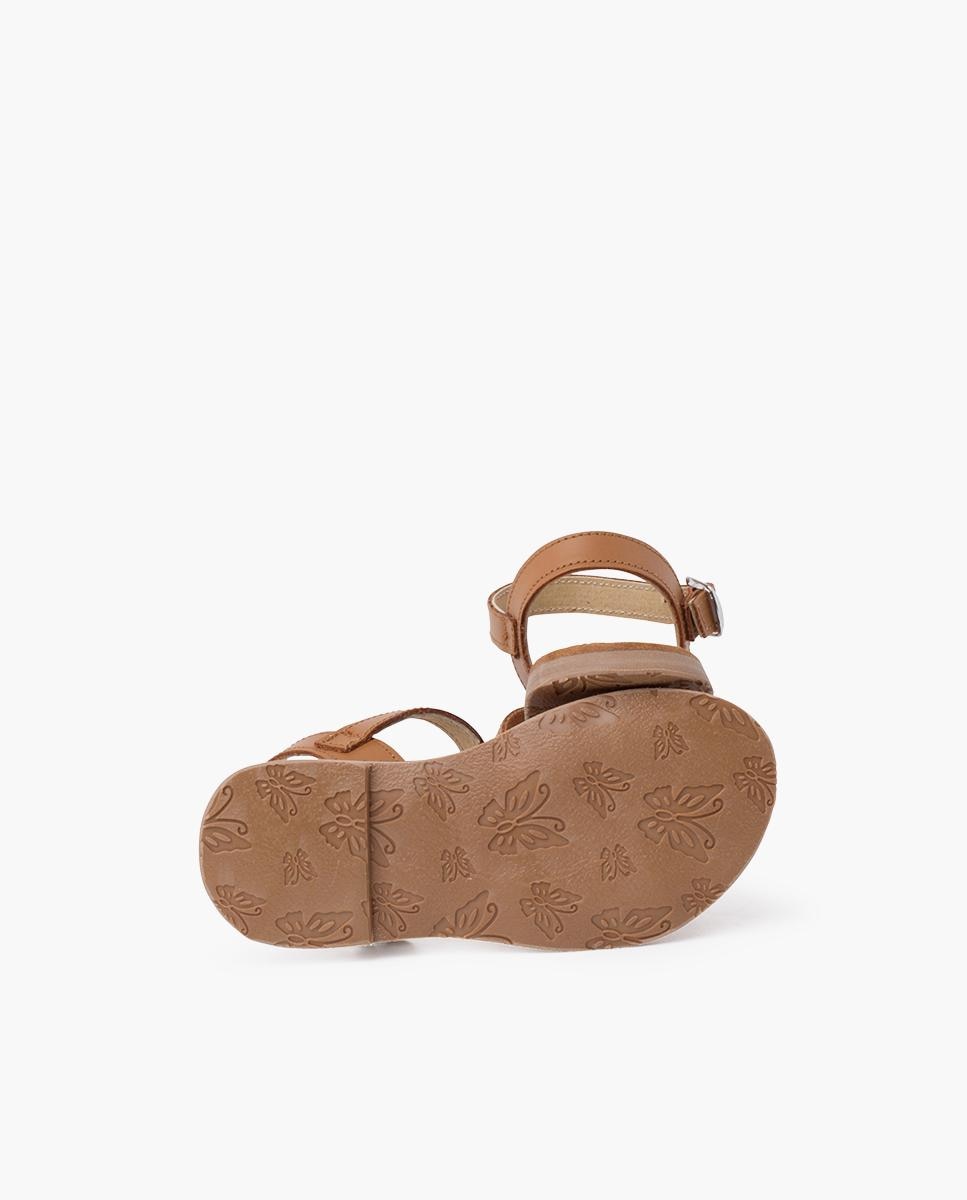 Sandálias Fechadas Infantil em Pele Lisa Cruzada Camel-2