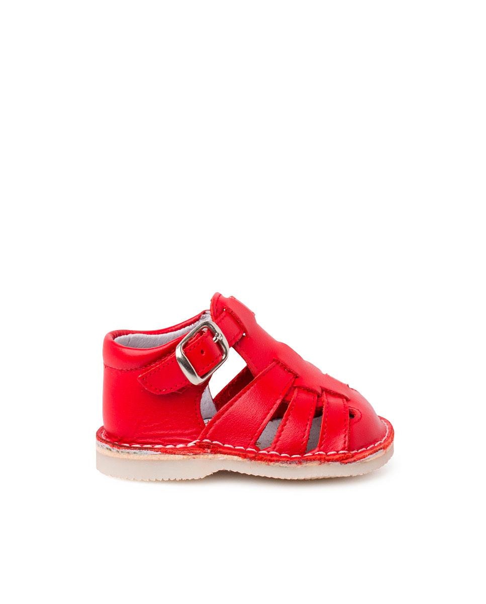 Sandálias Fechadas para Bebé de Pele Pisamonas Vermelho-1