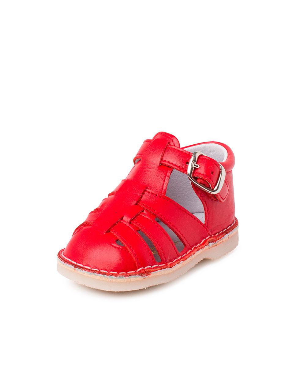 Sandálias Fechadas para Bebé de Pele Pisamonas Vermelho-2